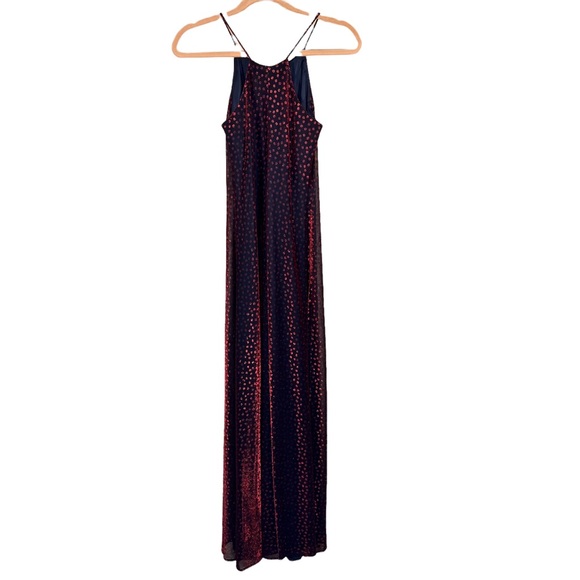 Betsey & Adam High Neckline Copper Red Shimmering Maxi Prom Cocktail Dre… - Picture 4 of 11